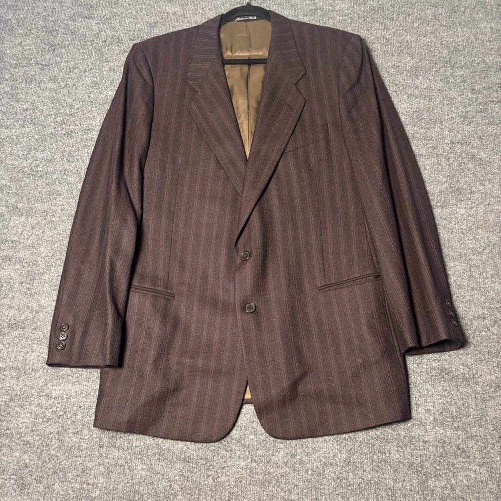 Emanuel Ungaro Uomo‎ Brown Pinstripe Virgin Wool Blazer Saks Fifth Avenue 42L IT